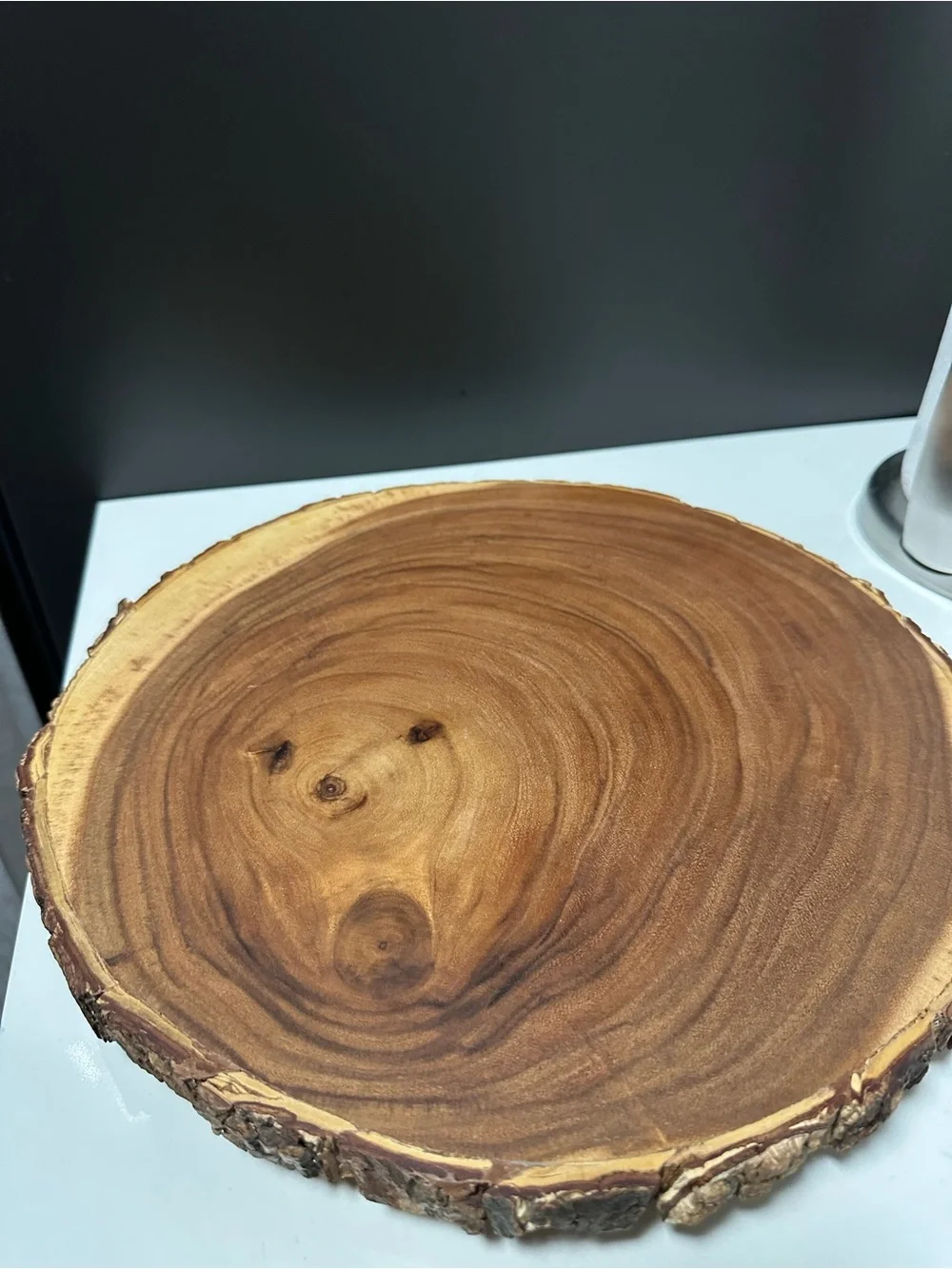 Handcrafted Brown Live-Edge Wood Serving Platter